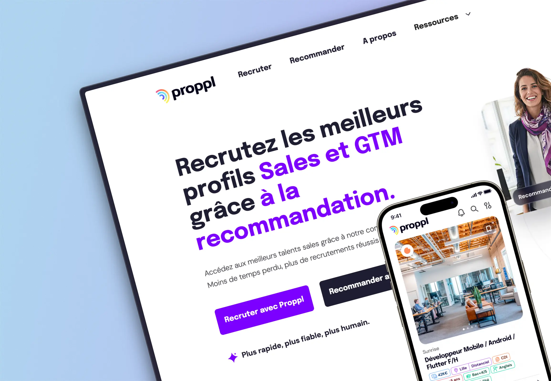 Aperçu de la plateforme de recrutement Proppl.